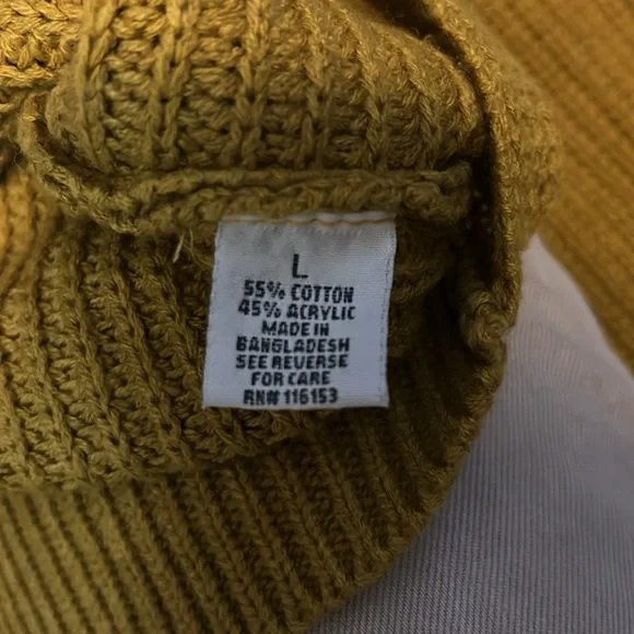 Poof Apparel Mustard Yellow Knitted Sweater with Twist Knot Detail size L - Picture 5 of 5